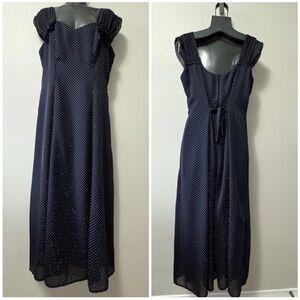 Vintage x ALGO Blue Puff Sleeve Sweetheart Maxi Dress